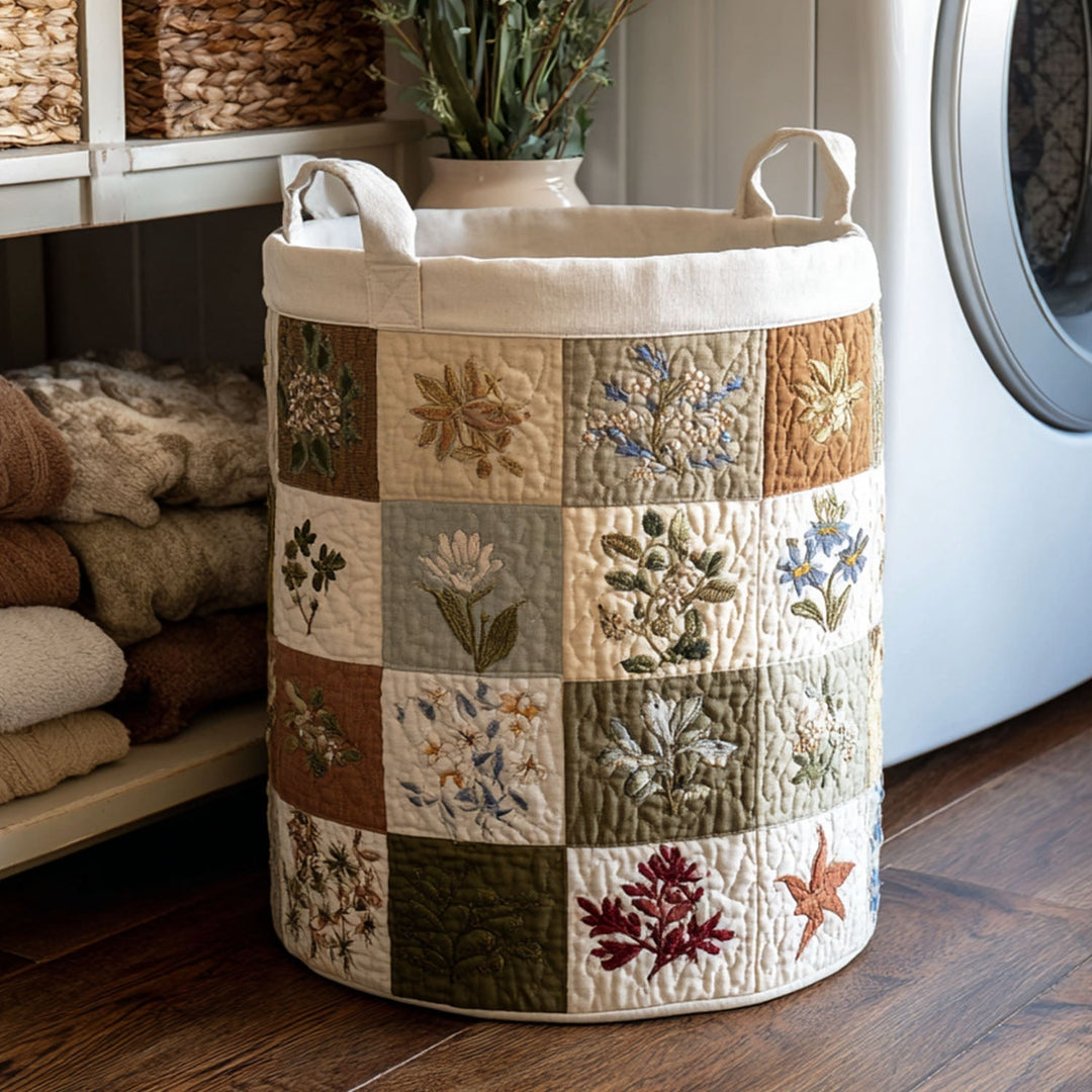 Gesteppter Wäschekorb – Steppwäschesammler mit Blumen im klassischen Stil NCU0PTT735