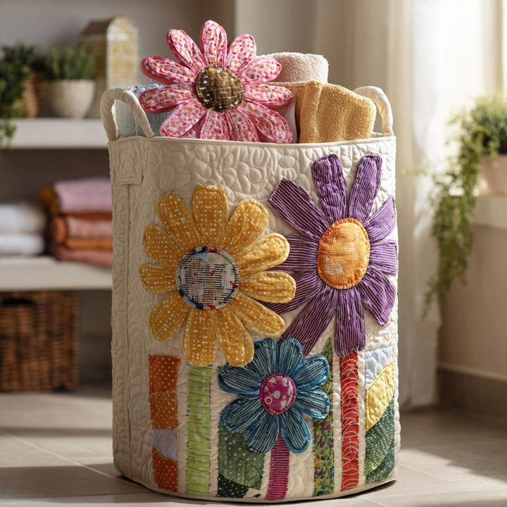 Gesteppter Wäschekorb – Steppwäschesammler mit Vintage-Blumen NCU0PTT832