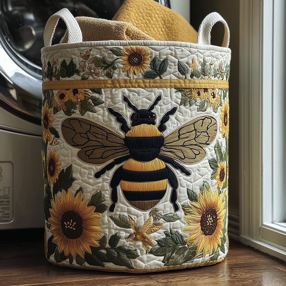 Gesteppter Wäschekorb – mit Bienen und Blumen NCU0TH2998