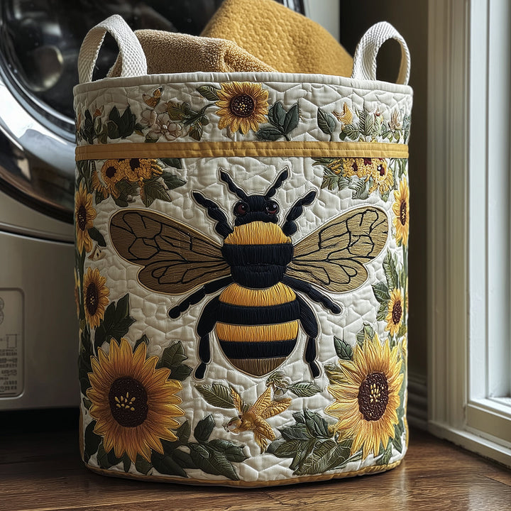 Gesteppter Wäschekorb – mit Bienen und Blumen NCU0TH2998