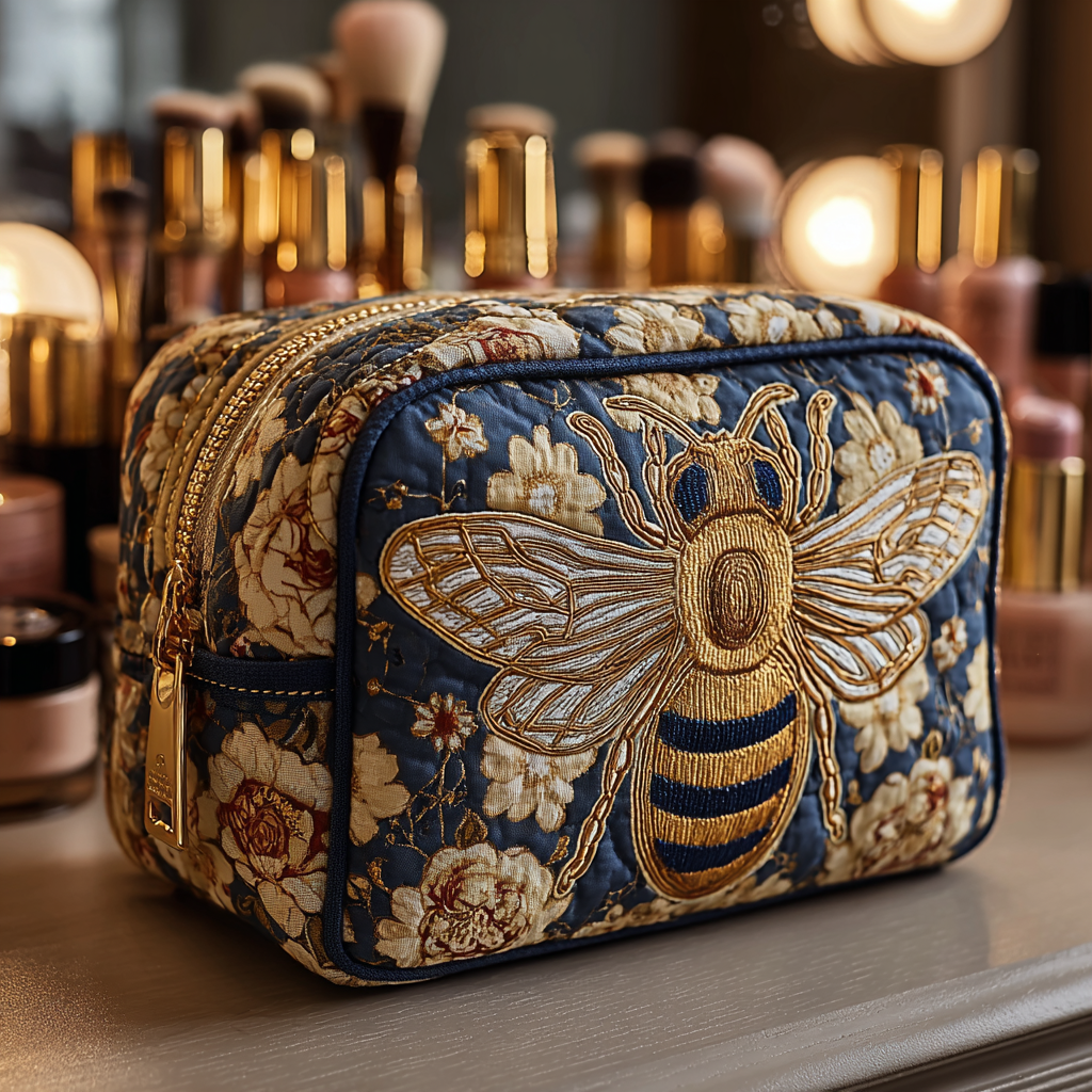 Gesteppte Kosmetiktasche mit Bienen und Blumen NCU0DK10418