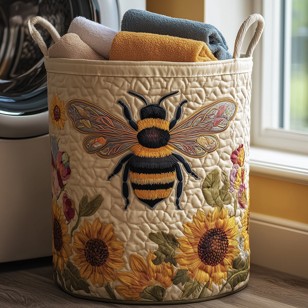 Gesteppter Wäschekorb – mit Bienen und Blumen NCU0TH2999