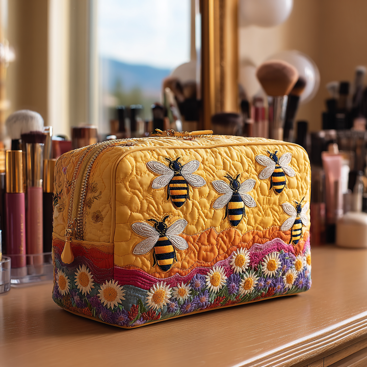 Gesteppte Kosmetiktasche mit Bienen und Blumen NCU0DK10420