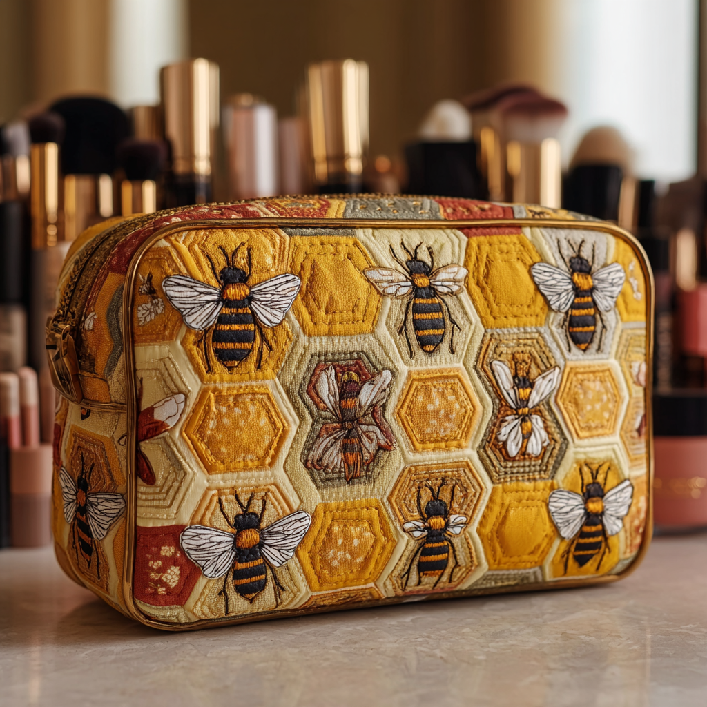 Gesteppte Kosmetiktasche mit Bienen auf der Wiese NCU0DK10416
