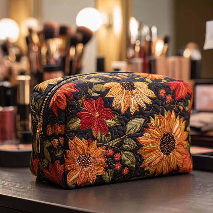 Gesteppte Kosmetiktasche mit eleganter Blume NCU0NT10226