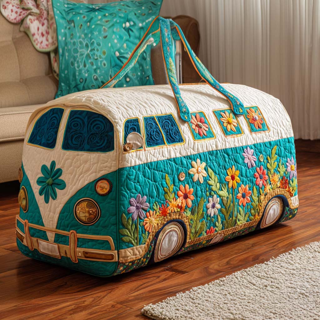 Gesteppte Reisetasche – Blühender Bus