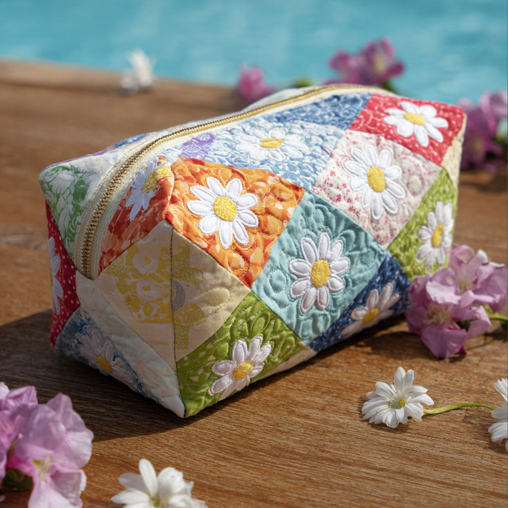 Gesteppte Kosmetiktasche mit Blumenmuster NCU0PT9254