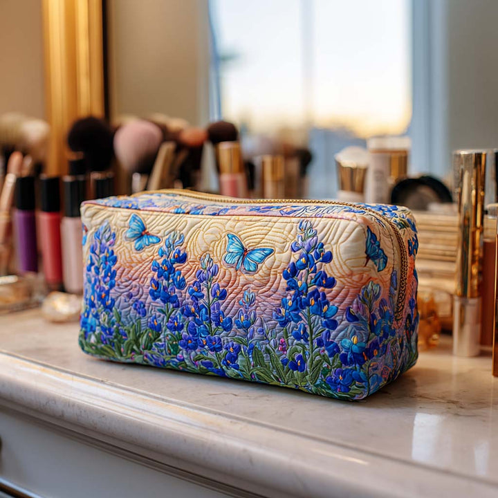 Gesteppte Kosmetiktasche mit blauem Muster NCU0NT10301