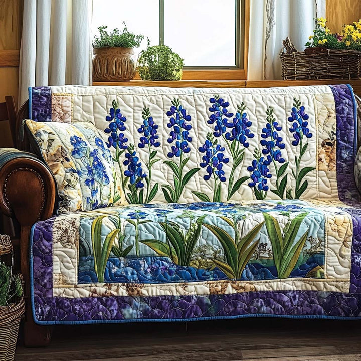 Gesteppter Sofabezug – mit blauen Feldblumen NCU0NT10796