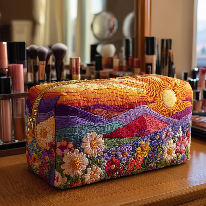 Gesteppte Kosmetiktasche mit hellem Muster NCU0DK10298