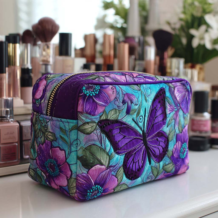 Gesteppte Kosmetiktasche mit Schmetterlingen und Blumen NCU0NT10167