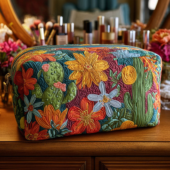 Gesteppte Kosmetiktasche mit bunten Kakteen NCU0PT9621