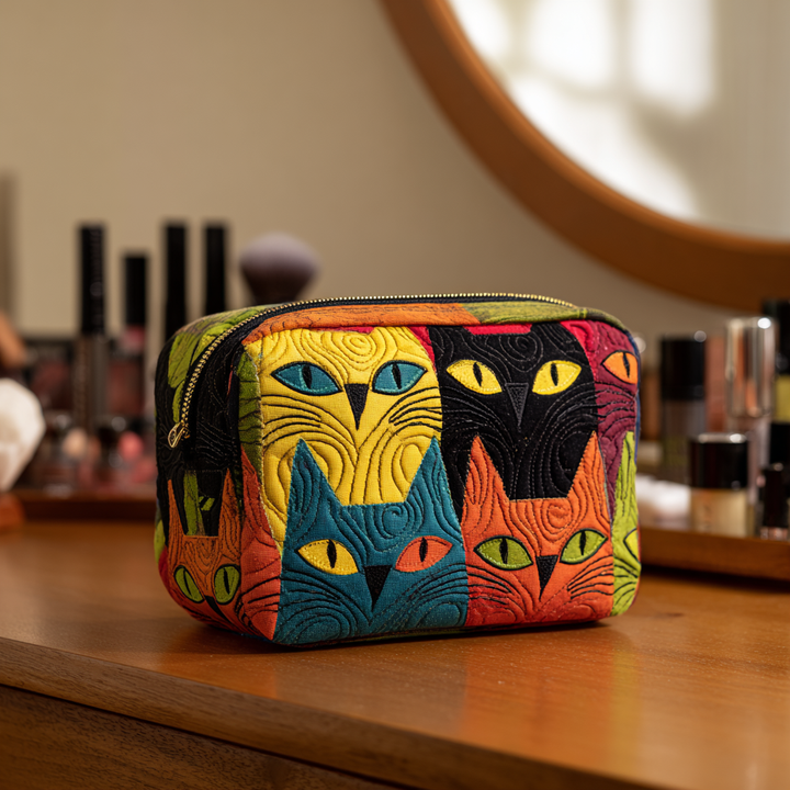 Gesteppte Kosmetiktasche mit magischer Katze NCU0DK10144