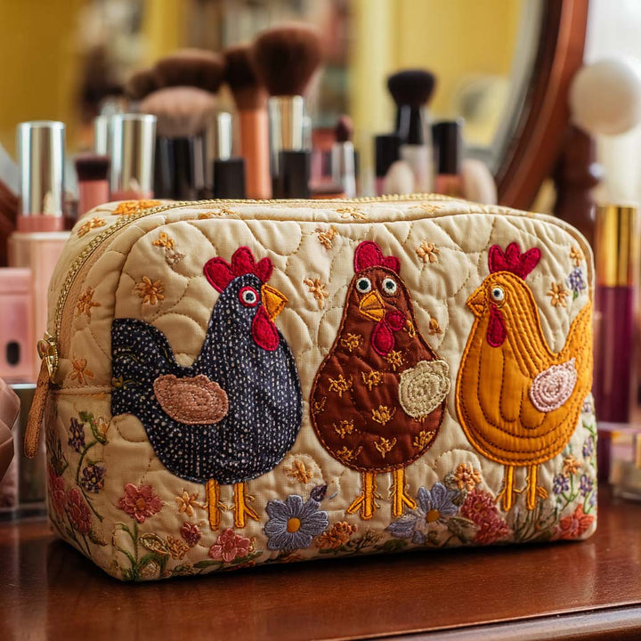 Gesteppte Kosmetiktasche mit dekorativem Huhn NCU0NT10534