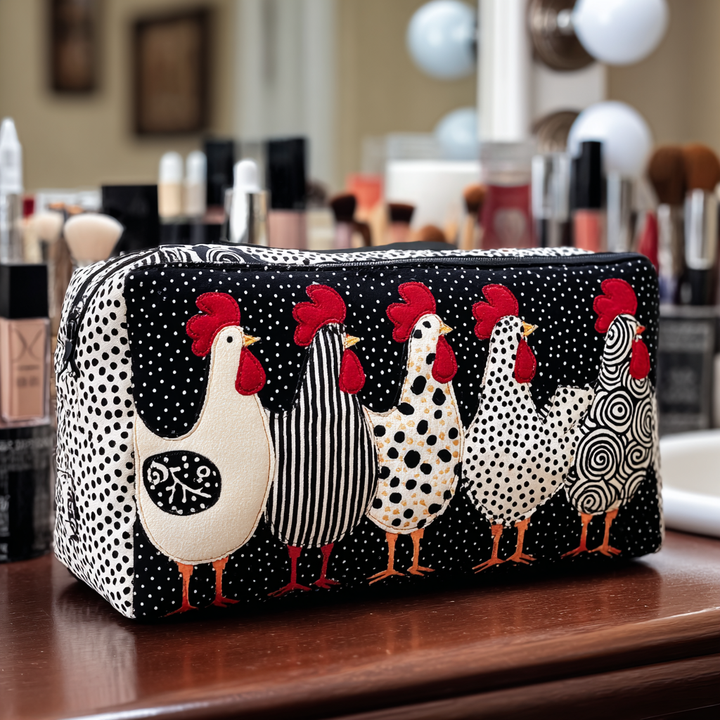 Gesteppte Kosmetiktasche mit Henne im Nest NCU0DK10293