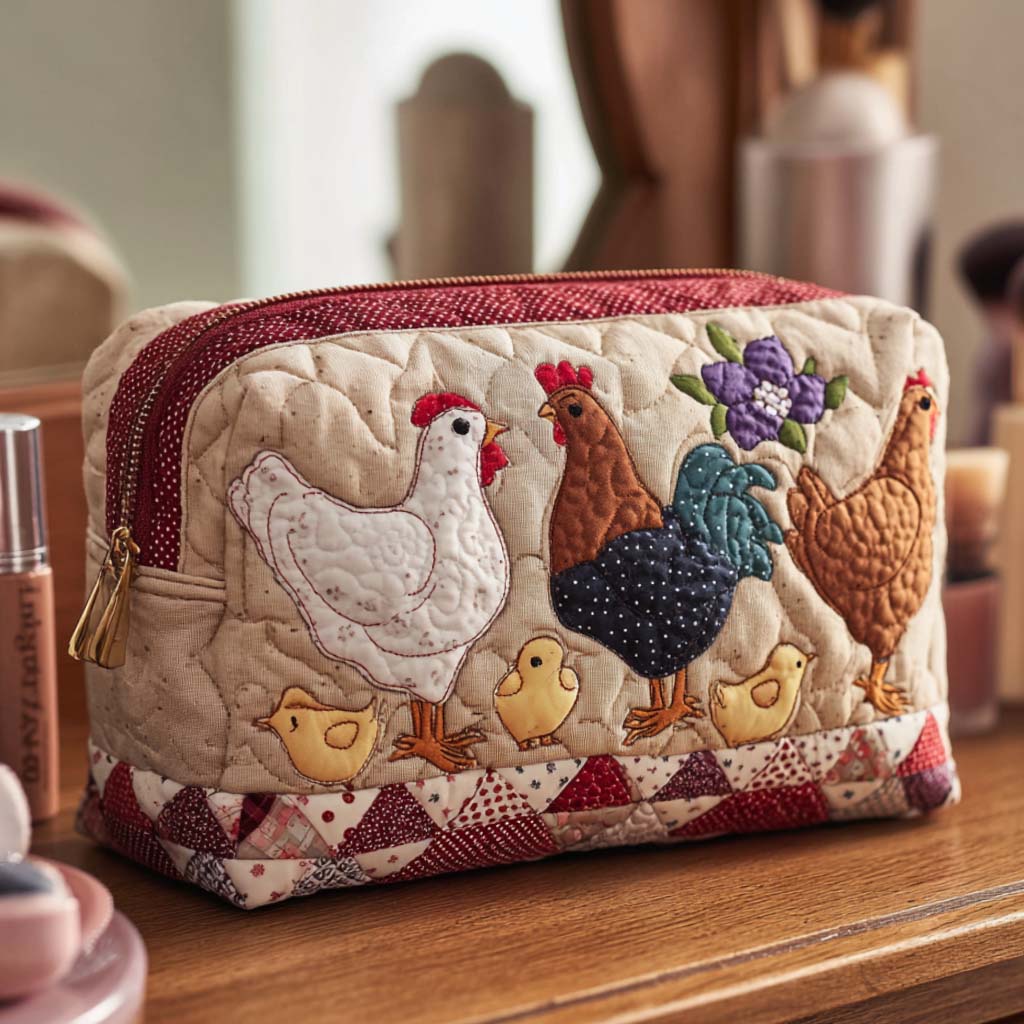 Gesteppte Kosmetiktasche mit Henne im Nest NCU0NT10545