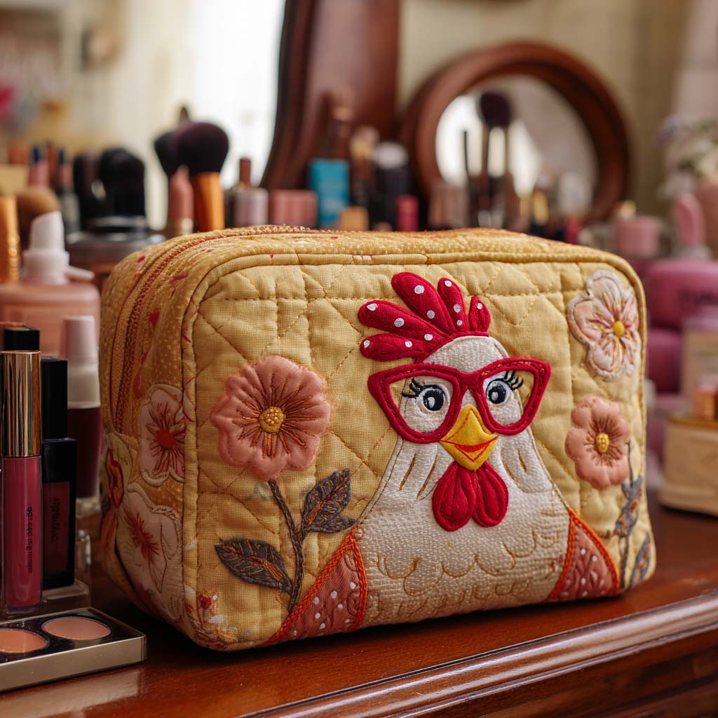 Gesteppte Kosmetiktasche mit leuchtendem Huhn NCU0NT10546