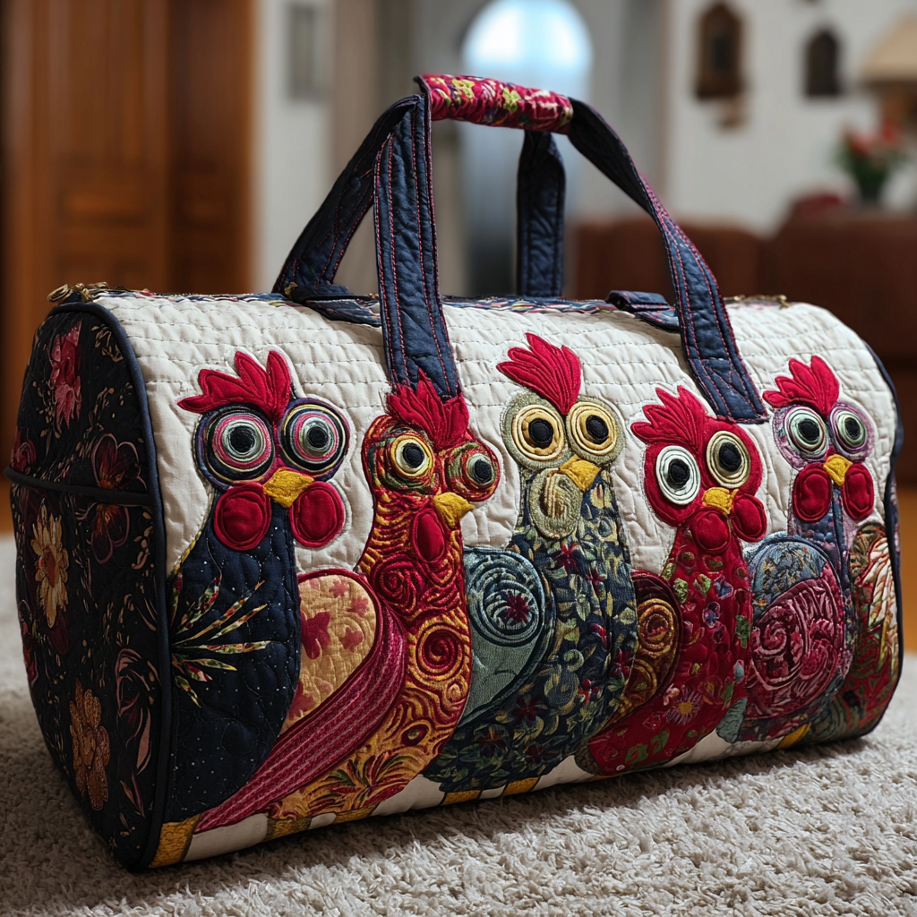 Gesteppte Reisetasche – Landhühner II