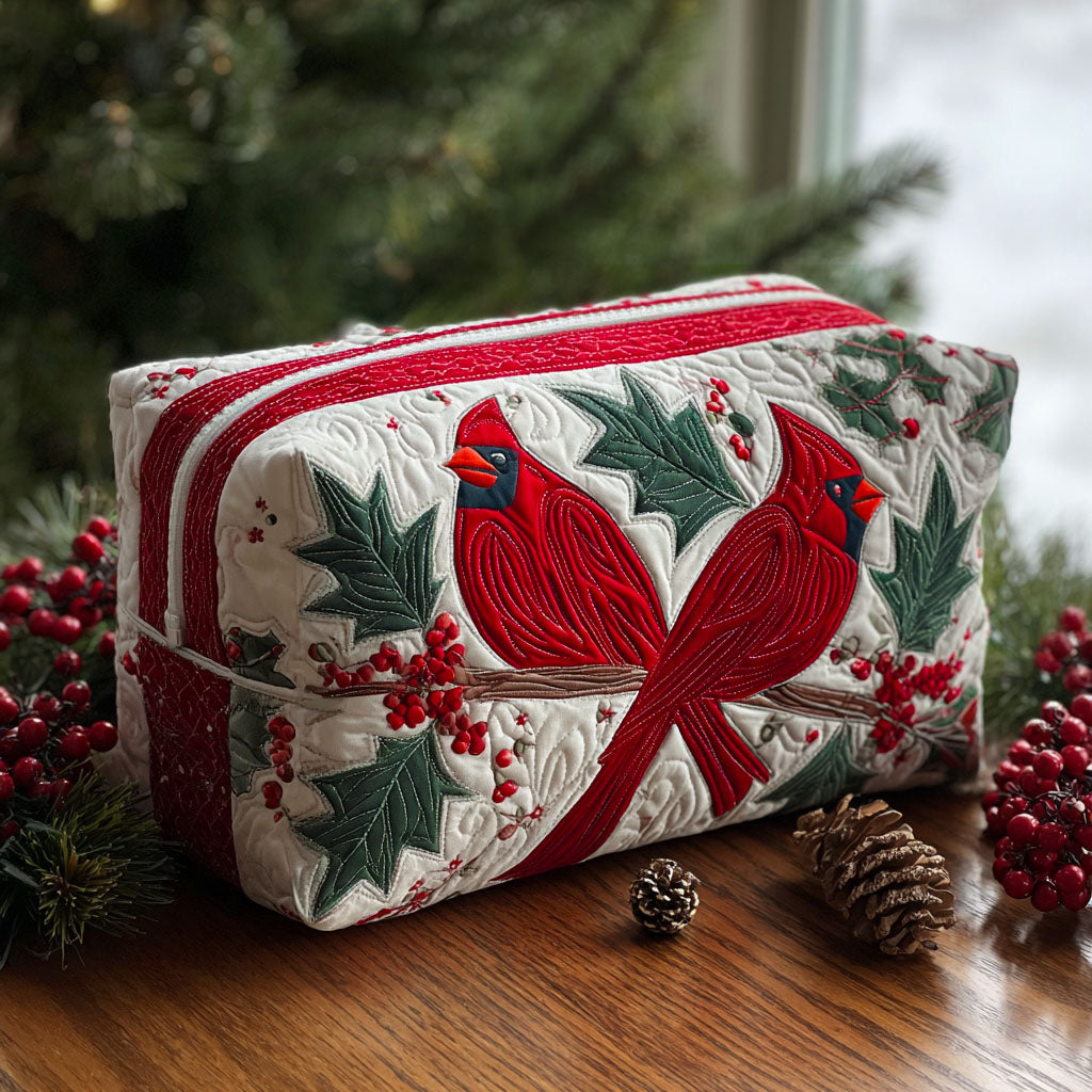 Gesteppte Kosmetiktasche mit purpurroter Blume NCU0PT9270