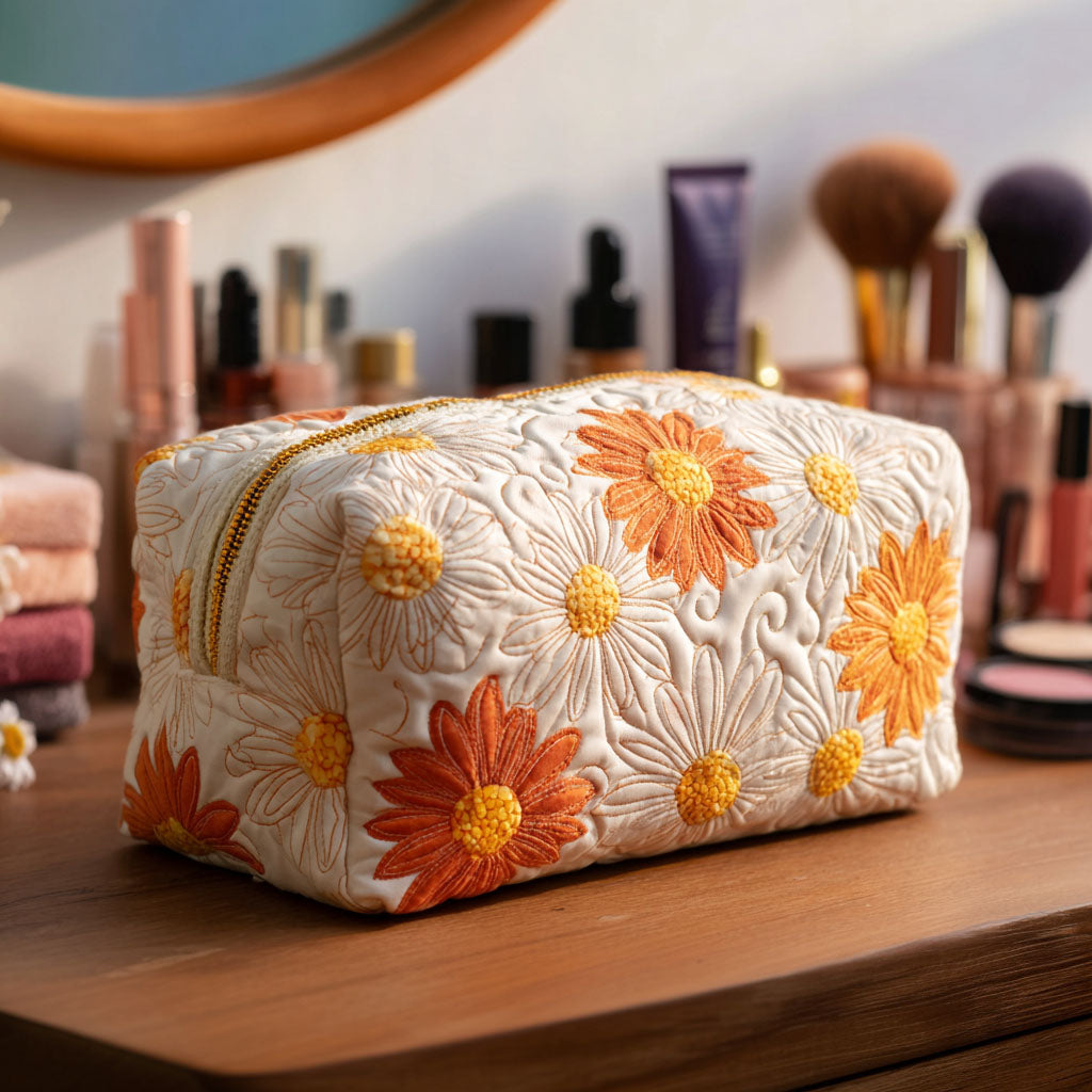 Gesteppte Kosmetiktasche mit Blumenmotiv NCU0PT9194