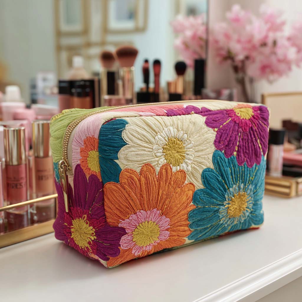 Gesteppte Kosmetiktasche mit leuchtenden Gänseblümchen NCU0NT10168