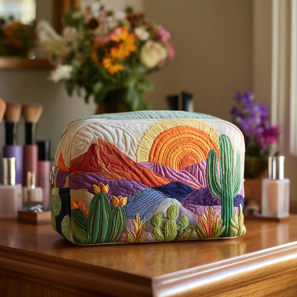 Gesteppte Kosmetiktasche mit Sonnenaufgang in der Wüste NCU0PT9622