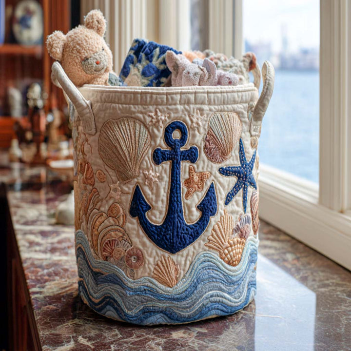 Gesteppter Wäschekorb – mit maritimem Motiv NCU0QN008