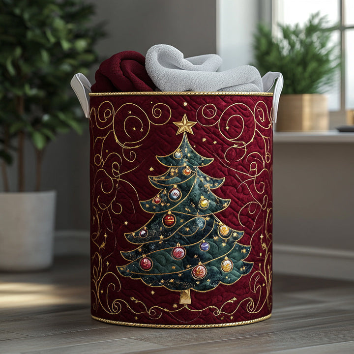 Gesteppter Wäschekorb – mit weihnachtlichem Muster NCU0QN028