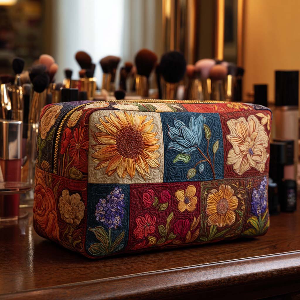 Gesteppte Kosmetiktasche mit Blumen NCU0NT10169