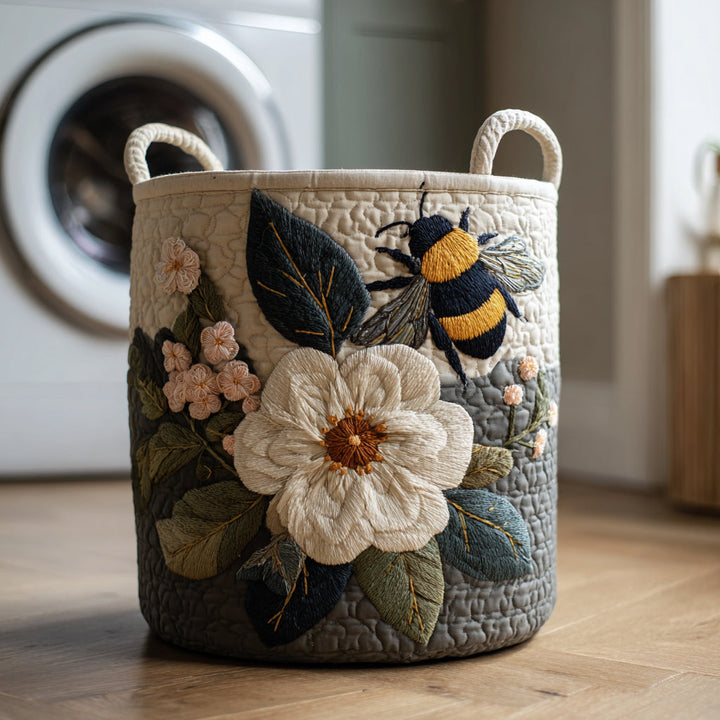Gesteppter Wäschekorb – mit Bienen und Blumen NCU0HNH001