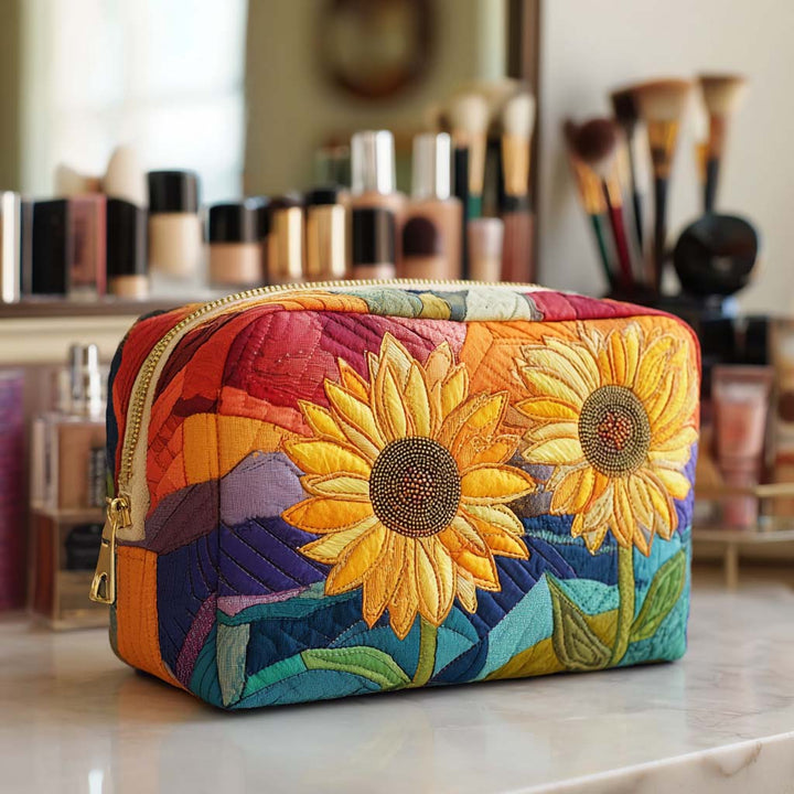 Gesteppte Kosmetiktasche mit goldener Blume NCU0NT10231