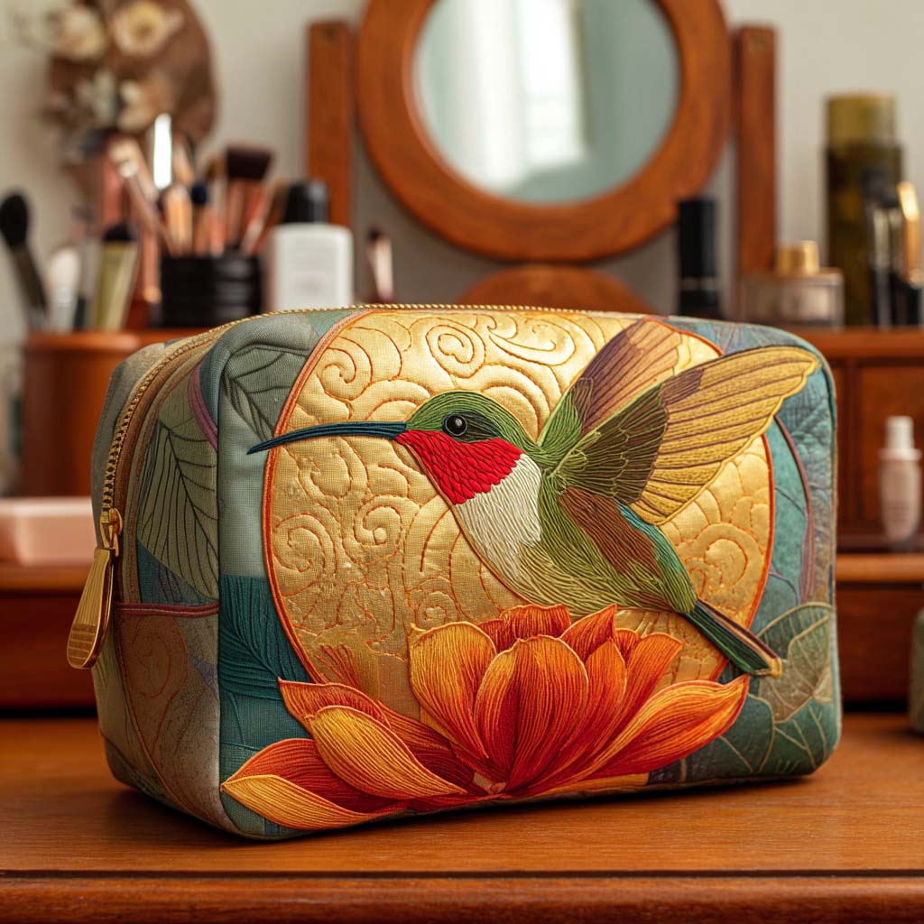Gesteppte Kosmetiktasche mit goldenem Muster NCU0NT10162