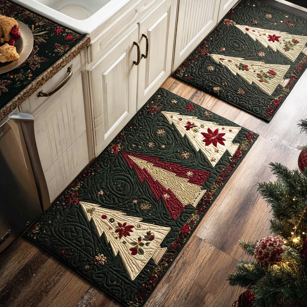 Rutschfester Küchenteppich – Weihnachtsküchenteppich goldener Tanne NCU0TD1717
