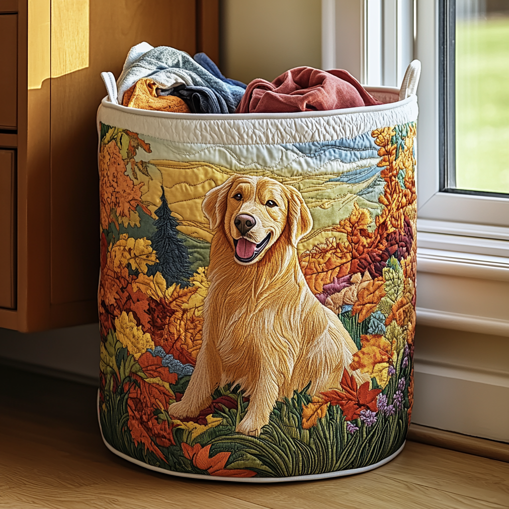Gesteppter Wäschekorb – mit Golden Retriever NCU0DDK839