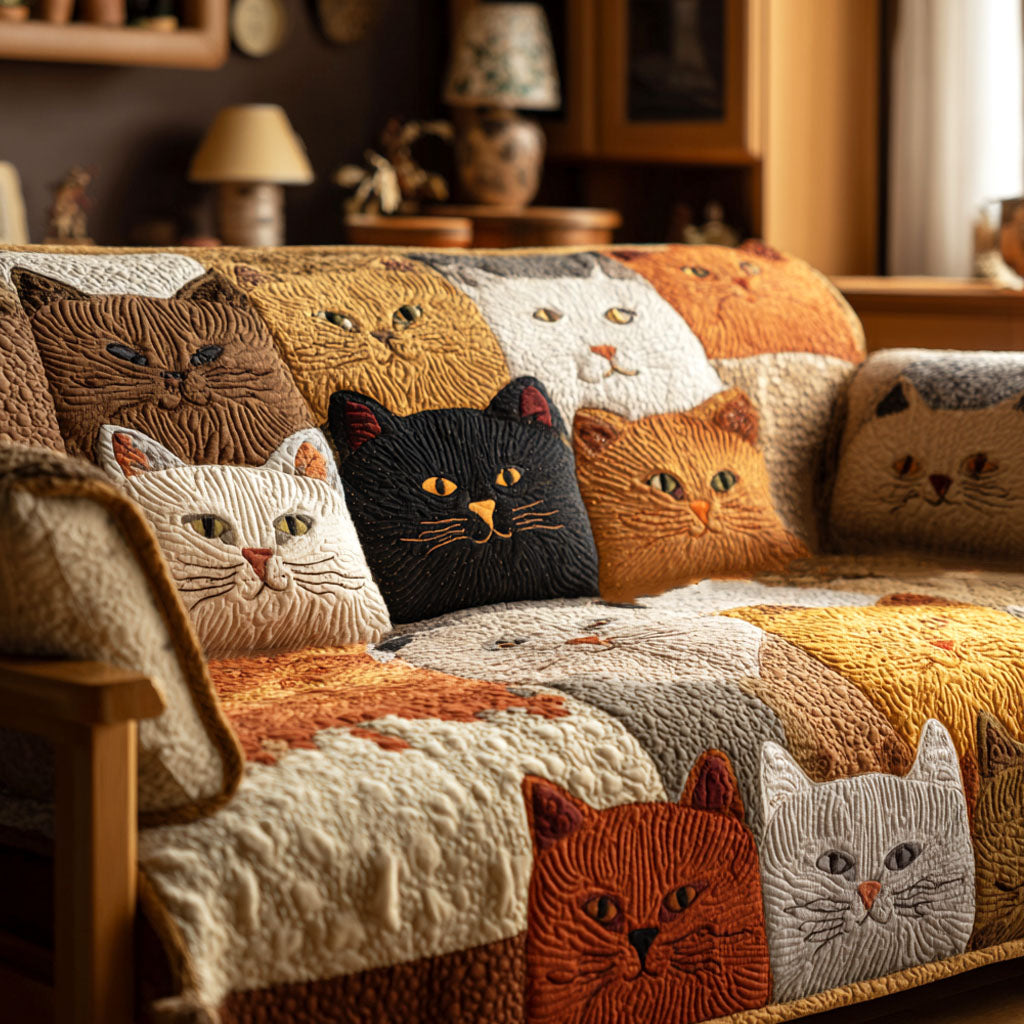 Gesteppter Sofabezug – mit goldenem Katze NCU0TV808