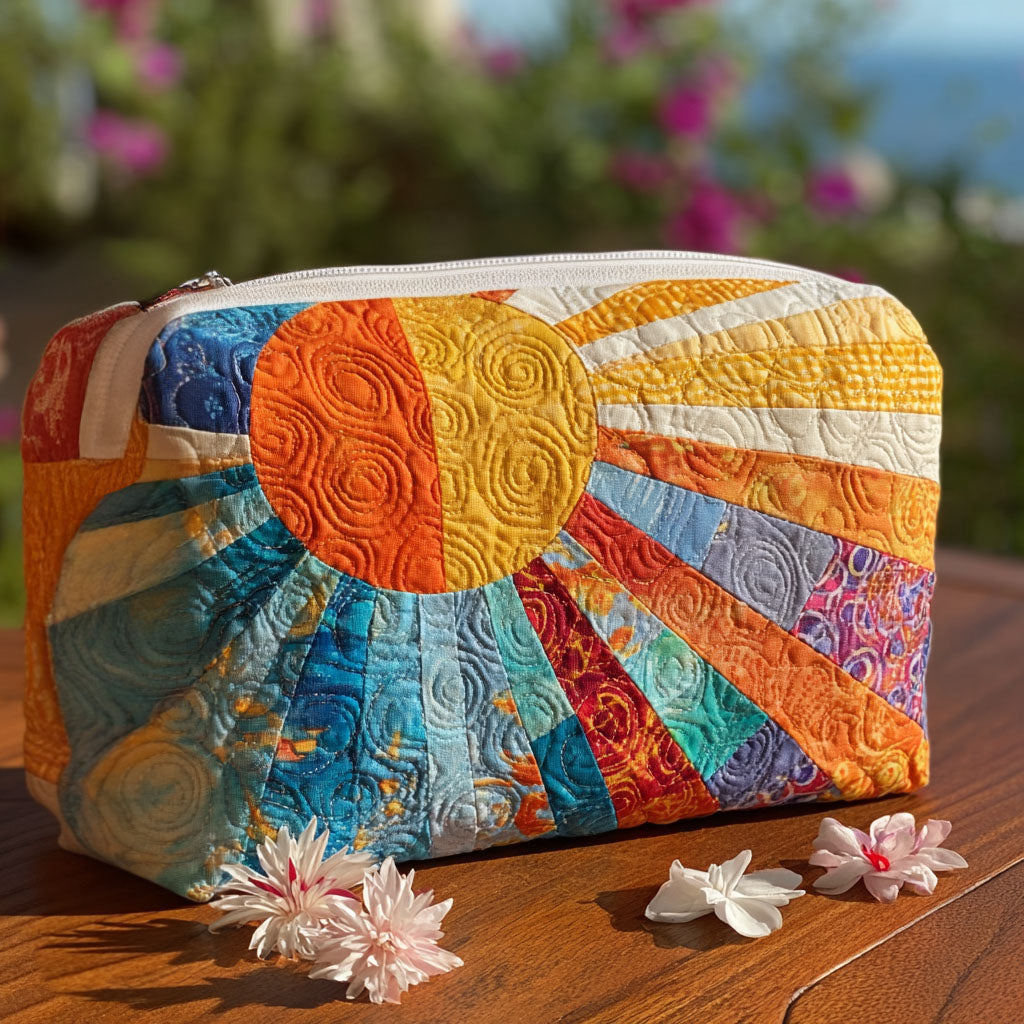 Gesteppte Kosmetiktasche mit buntem Retro-Muster NCU0PT9287