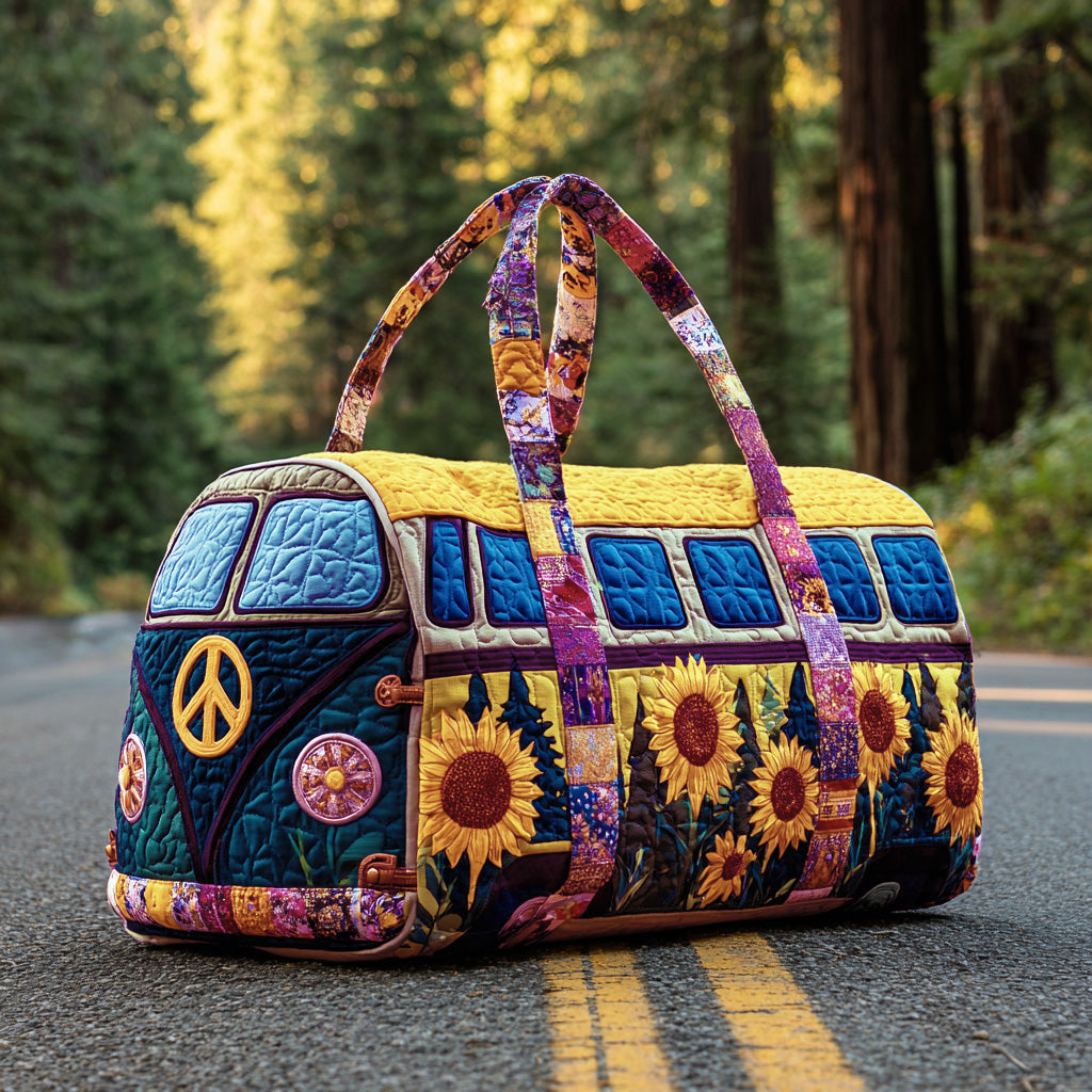 Gesteppte Reisetasche – Bunter Hippiebus