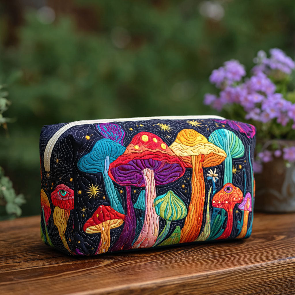 Gesteppte Kosmetiktasche mit Retro-Pilzen NCU0PT9288
