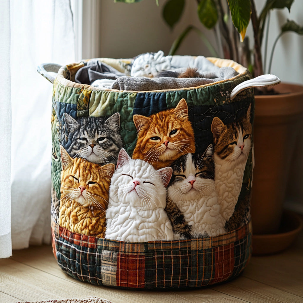 Gesteppter Wäschekorb – mit Katzen NCU0DV852