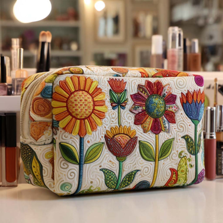 Gesteppte Kosmetiktasche mit fröhlicher Blume NCU0NT10232