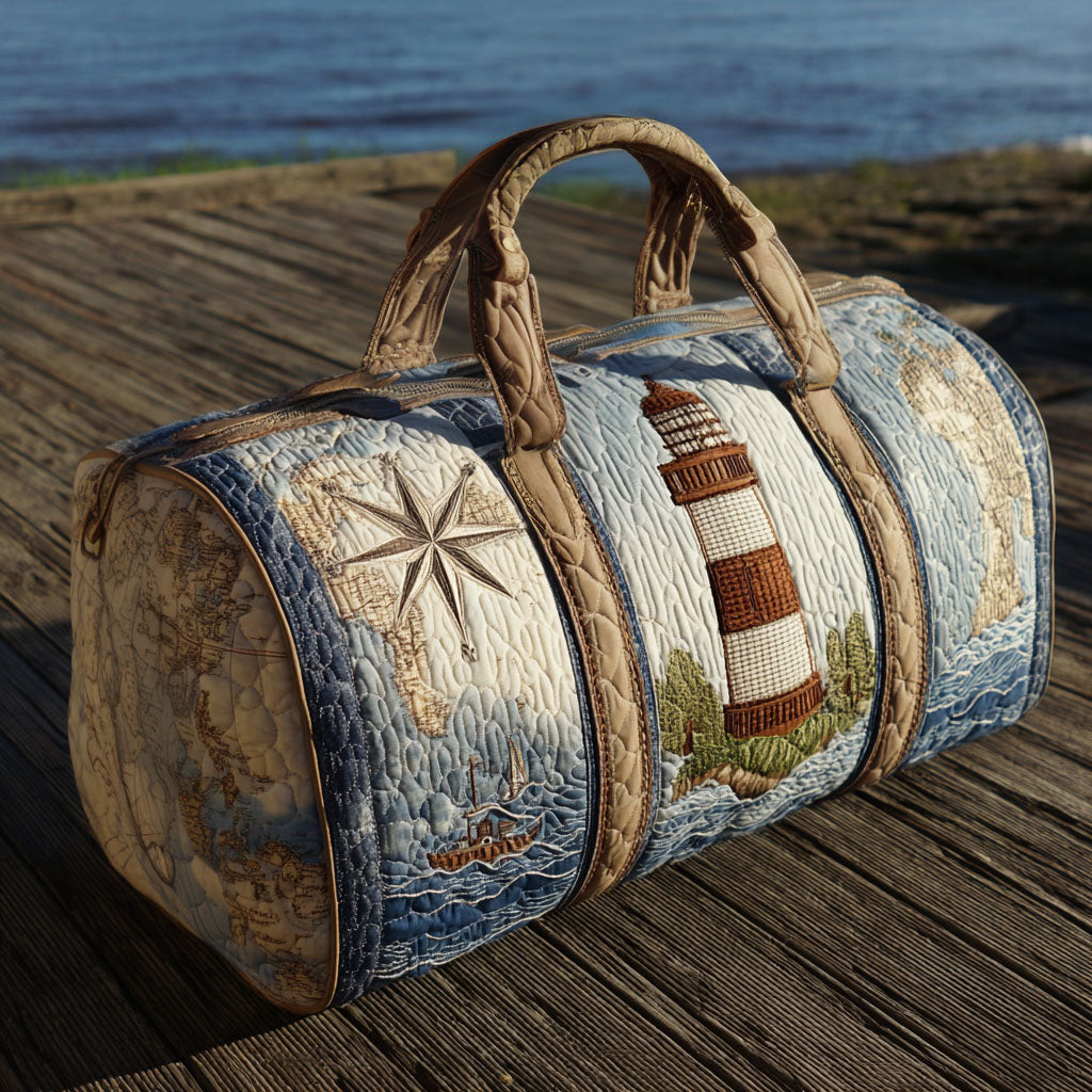 Gesteppte Reisetasche – Leuchtturm am Hafen