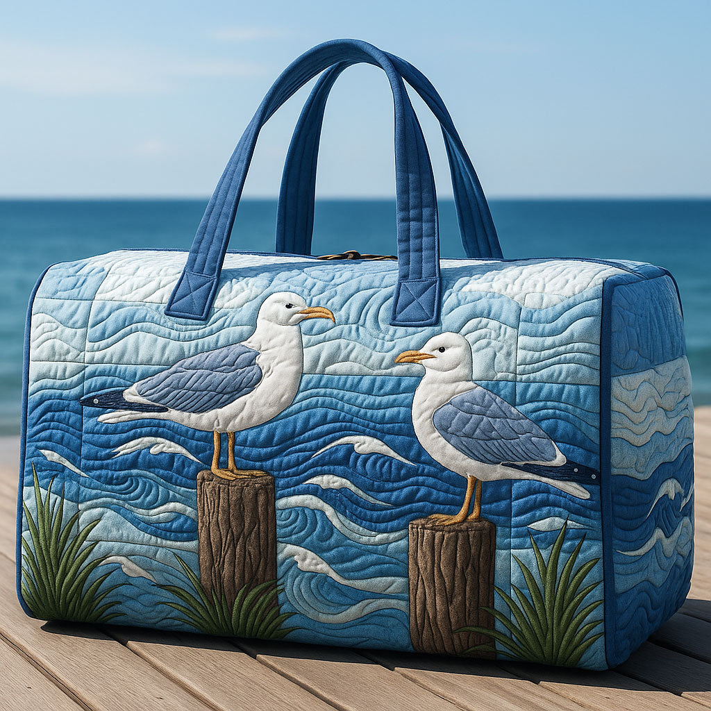 Gesteppte Reisetasche – Möwen am Hafen
