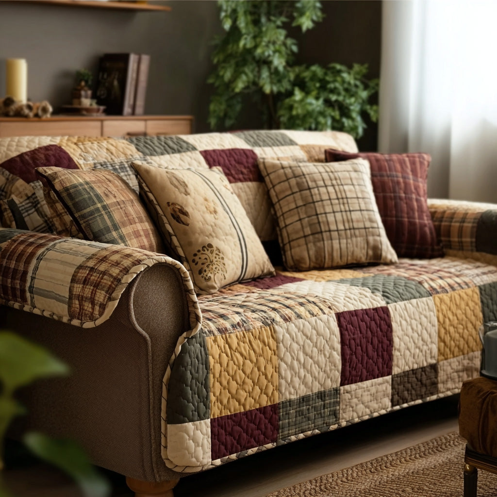 Gesteppter Sofabezug – Rustikaler Patchwork-gesteppter Sofabezug NCU0VT365