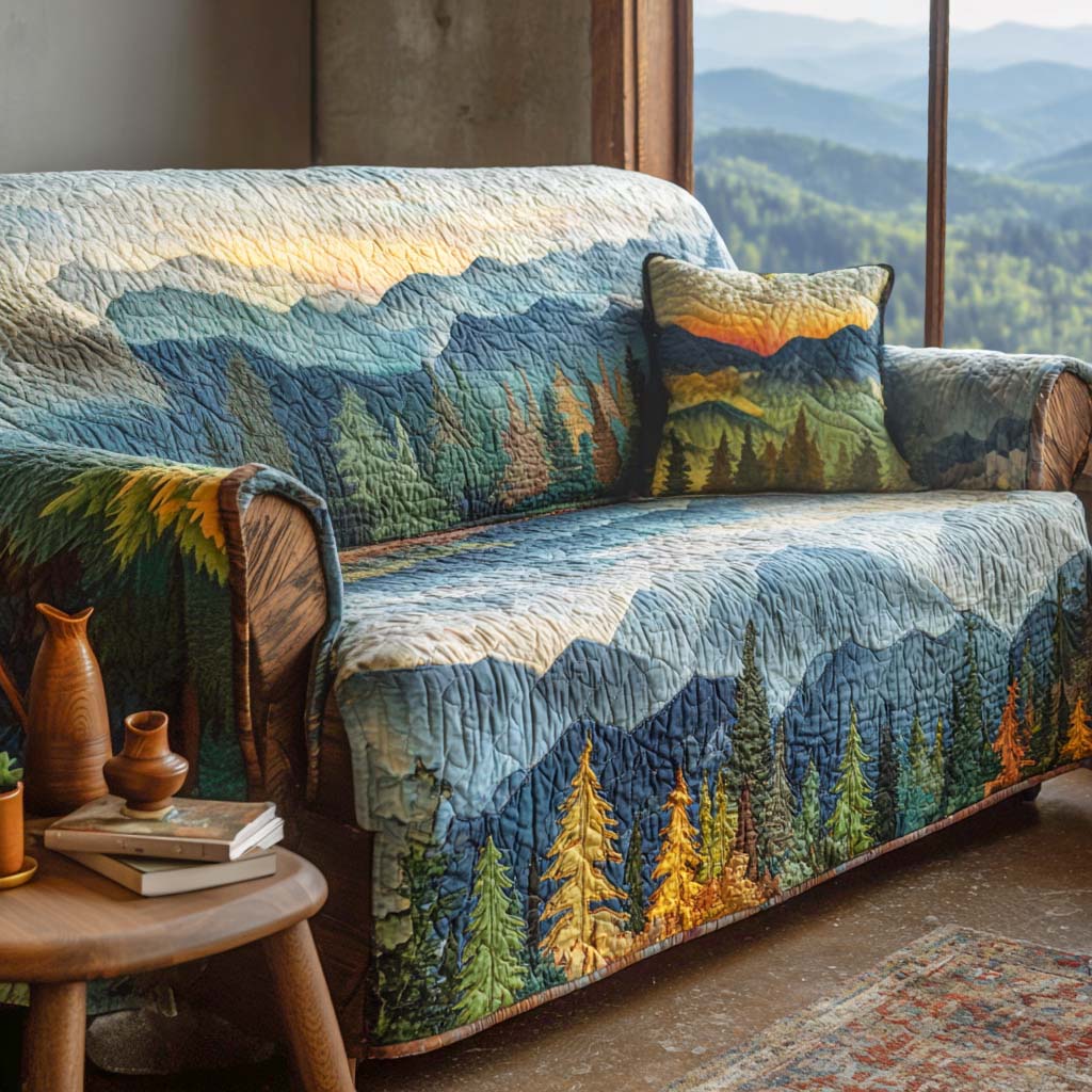 Gesteppter Sofabezug – mit Berglandschaft NCU0XD1096