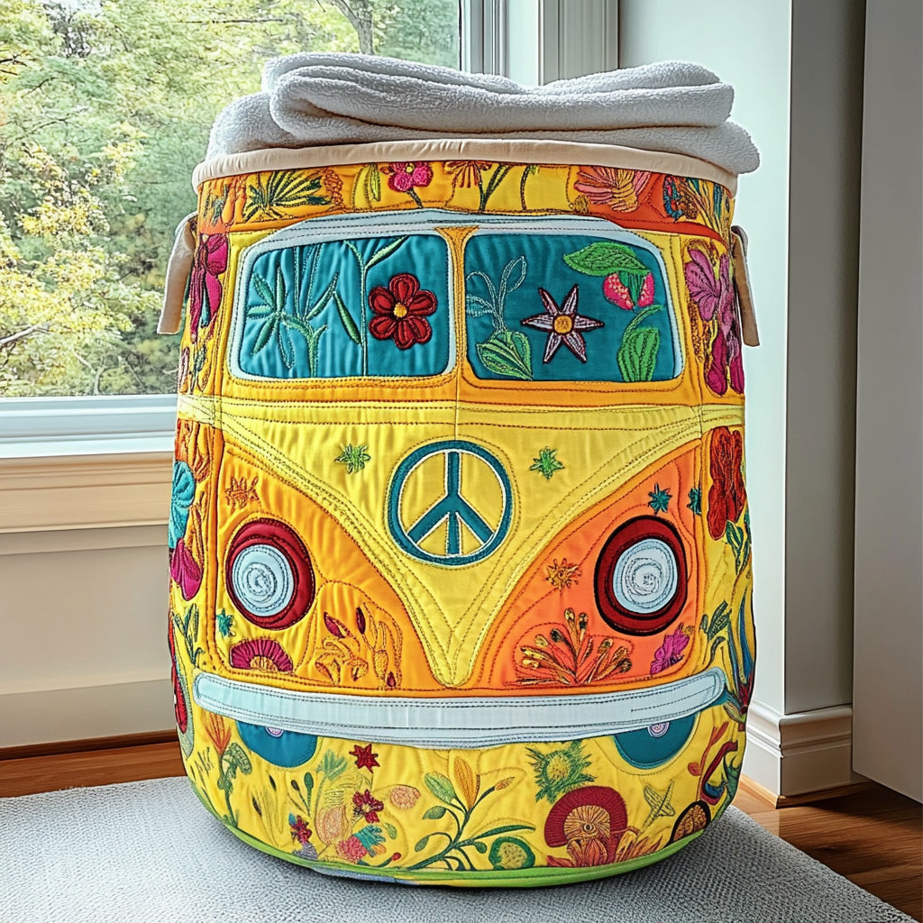Gesteppter Wäschekorb – im bunten Hippie-Stil NCU0QN026