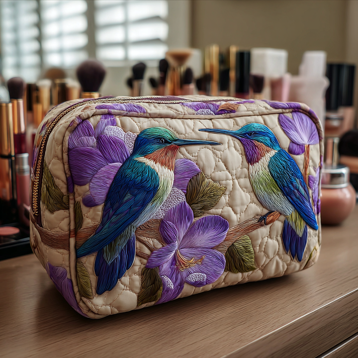 Gesteppte Kosmetiktasche mit zartem Kolibri NCU0DK10217