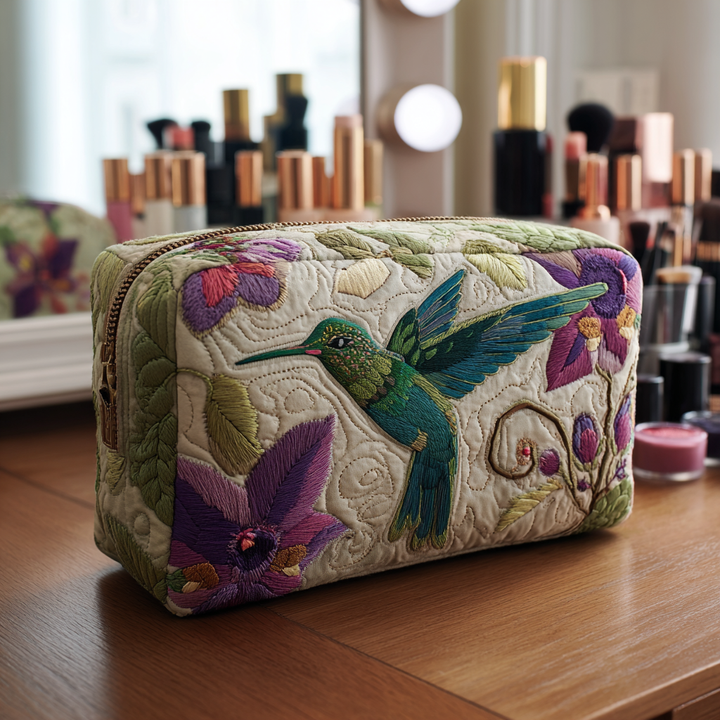 Gesteppte Kosmetiktasche mit Kolibri-Garten NCU0DK10212