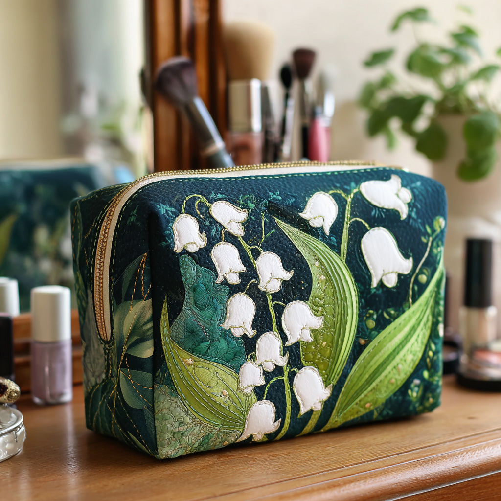 Gesteppte Kosmetiktasche mit zarten Lilien NCU0NT10172
