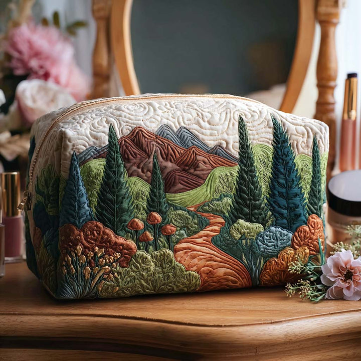 Gesteppte Kosmetiktasche mit grünem Pfad NCU0PT9472