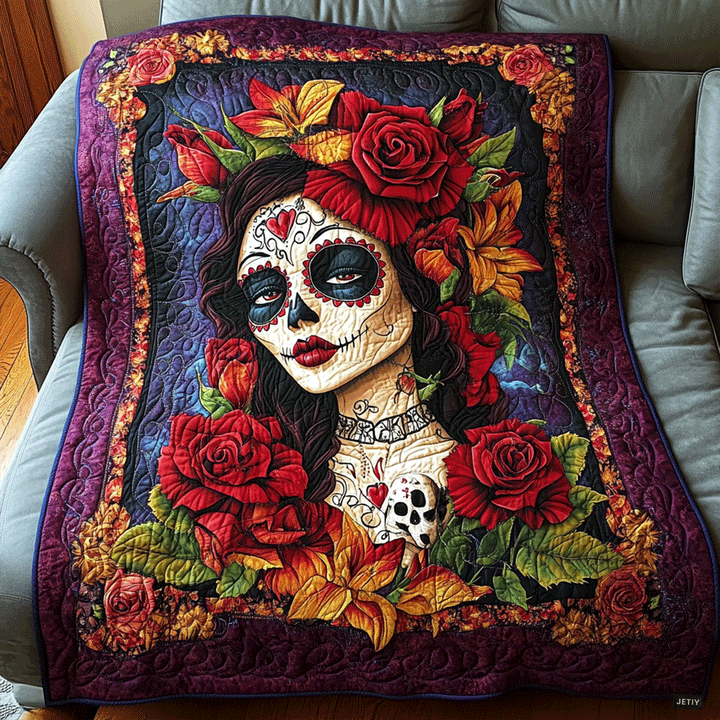 Gesteppte Decke – Mystische Florale Totenkopf NCU0TL1909